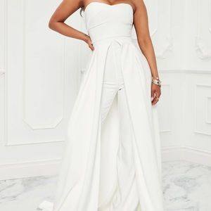 White cape jump suit